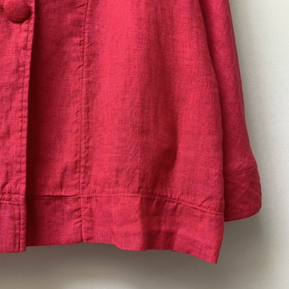 GR Nature Linen Jacket Eur 40 Bright Pink Boxy Chest 42" High Neck Button Up - Picture 7 of 9